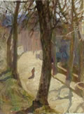 Strada alberata, anni ’20, olio, Napoli, collezione privata